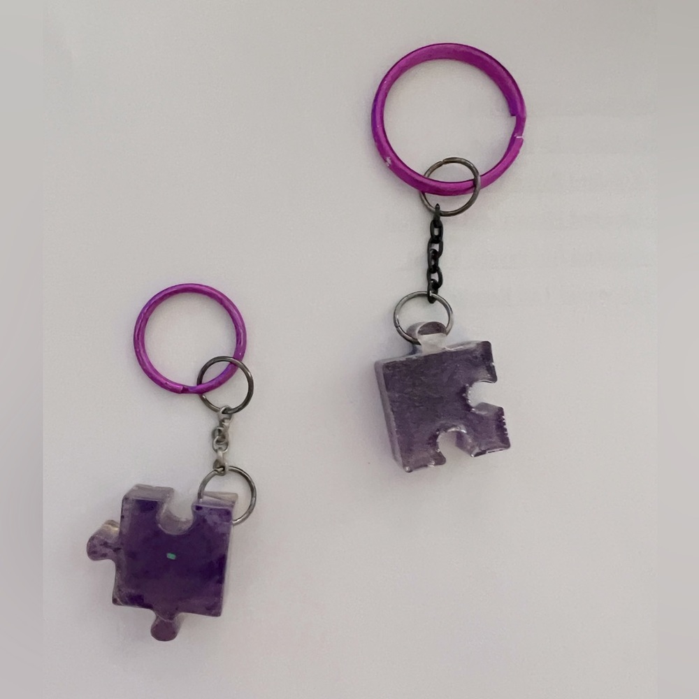 Matching puzzle piece key chain